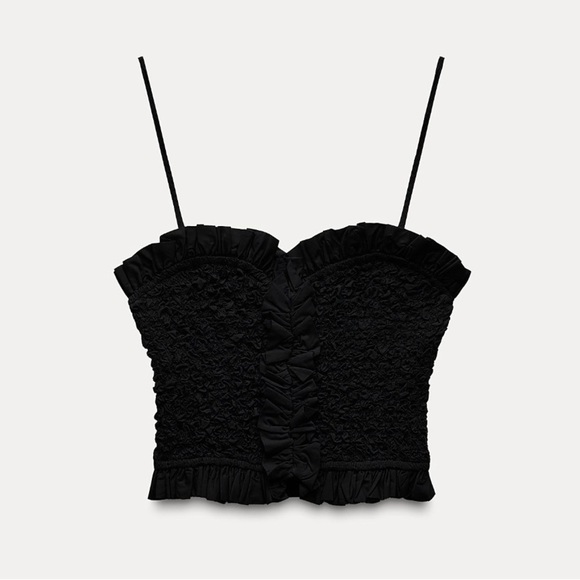 SMOCKED POPLIN CROP TOP Women's Top size xxl - Picture 1 of 10